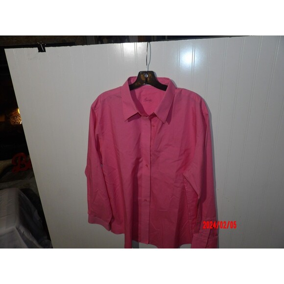 Foxcroft Shirt Womens 18   Pink Wrinkle Free‎ Button Up Non-Wrinkle Blouse - Picture 1 of 3